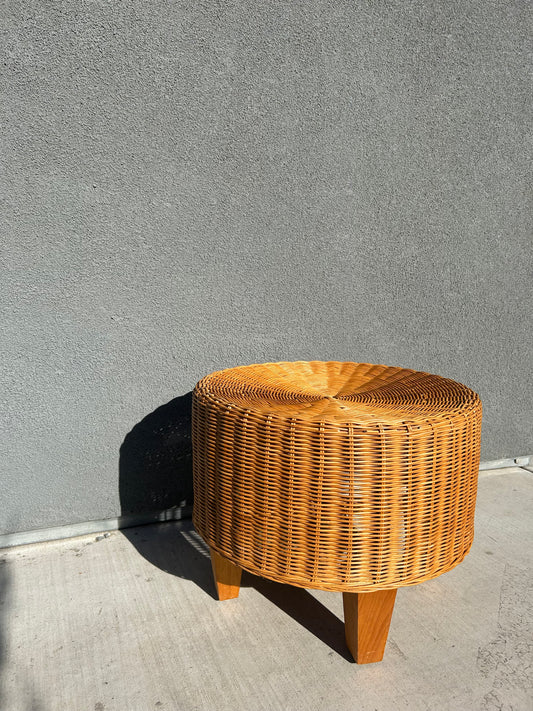 Vintage Ikea Rattan Ottoman, Circa 1980s
