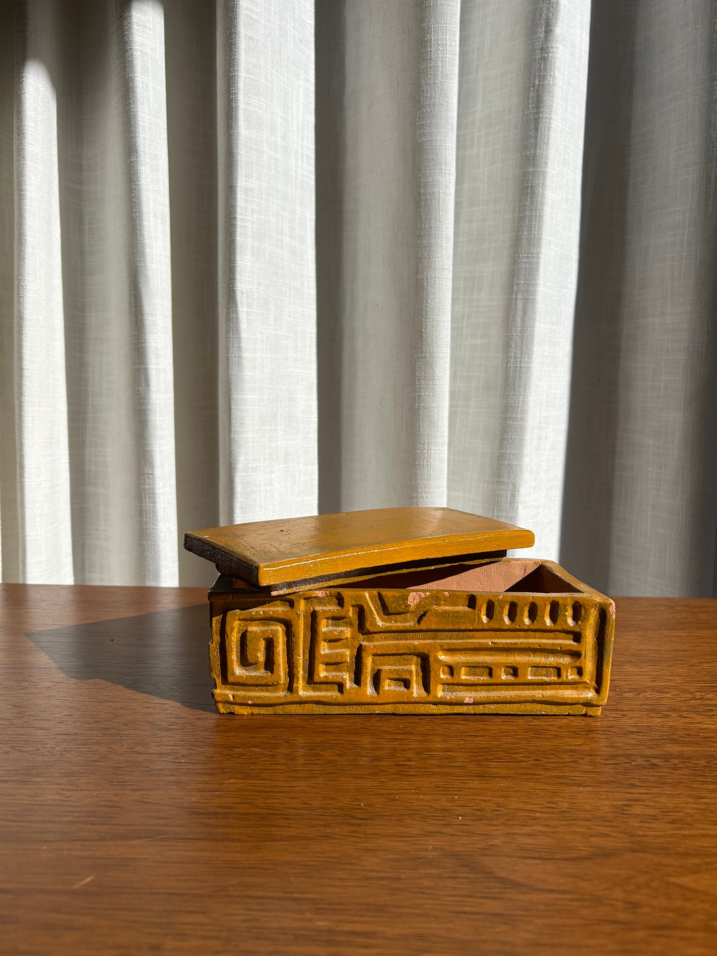 Abstract Geometric Studio Pottery Trinket Dish with Lid