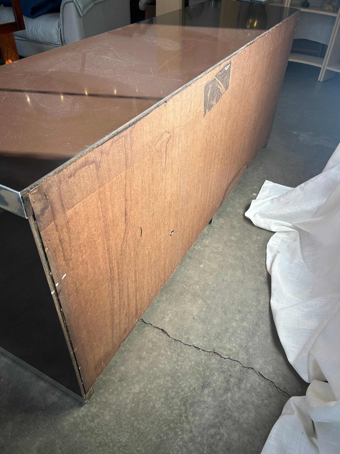 Chocolate Lacquer & Chrome Pierre Cardin Credenza, Circa 1970s