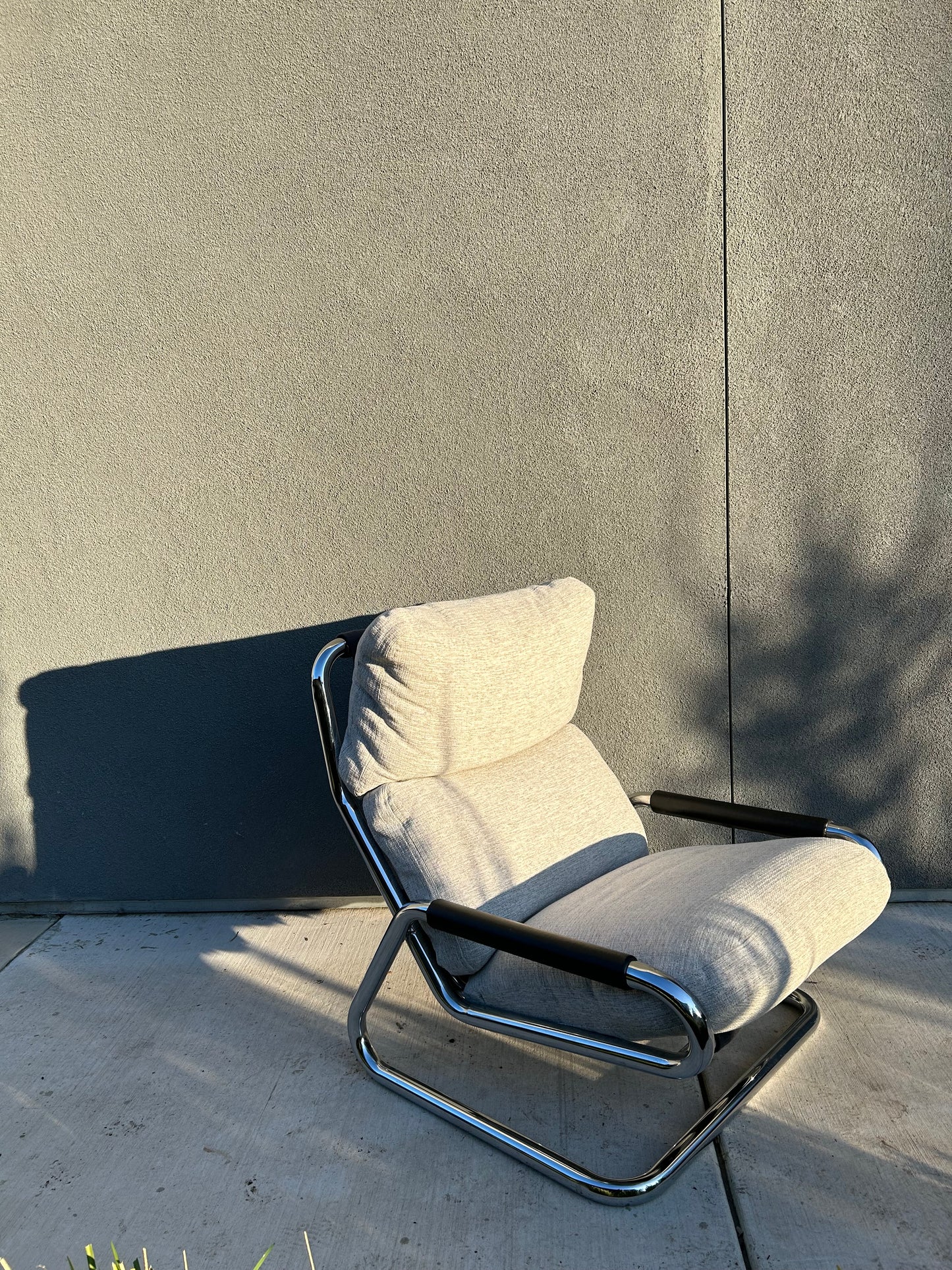 Mid Century Chrome Cantilever Lounge Chair, Circa 1970s