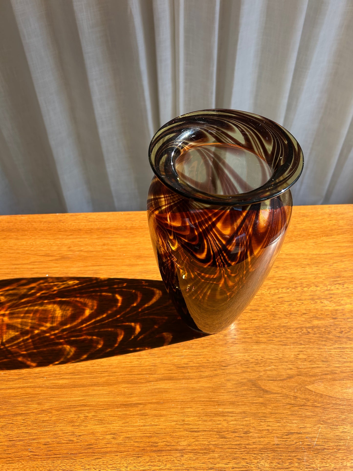 Vintage Italian Swirled Tortoise Art Glass Vase