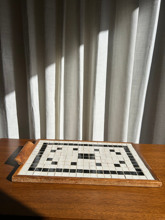 Vintage MCM Teak Tiled Serving Tray