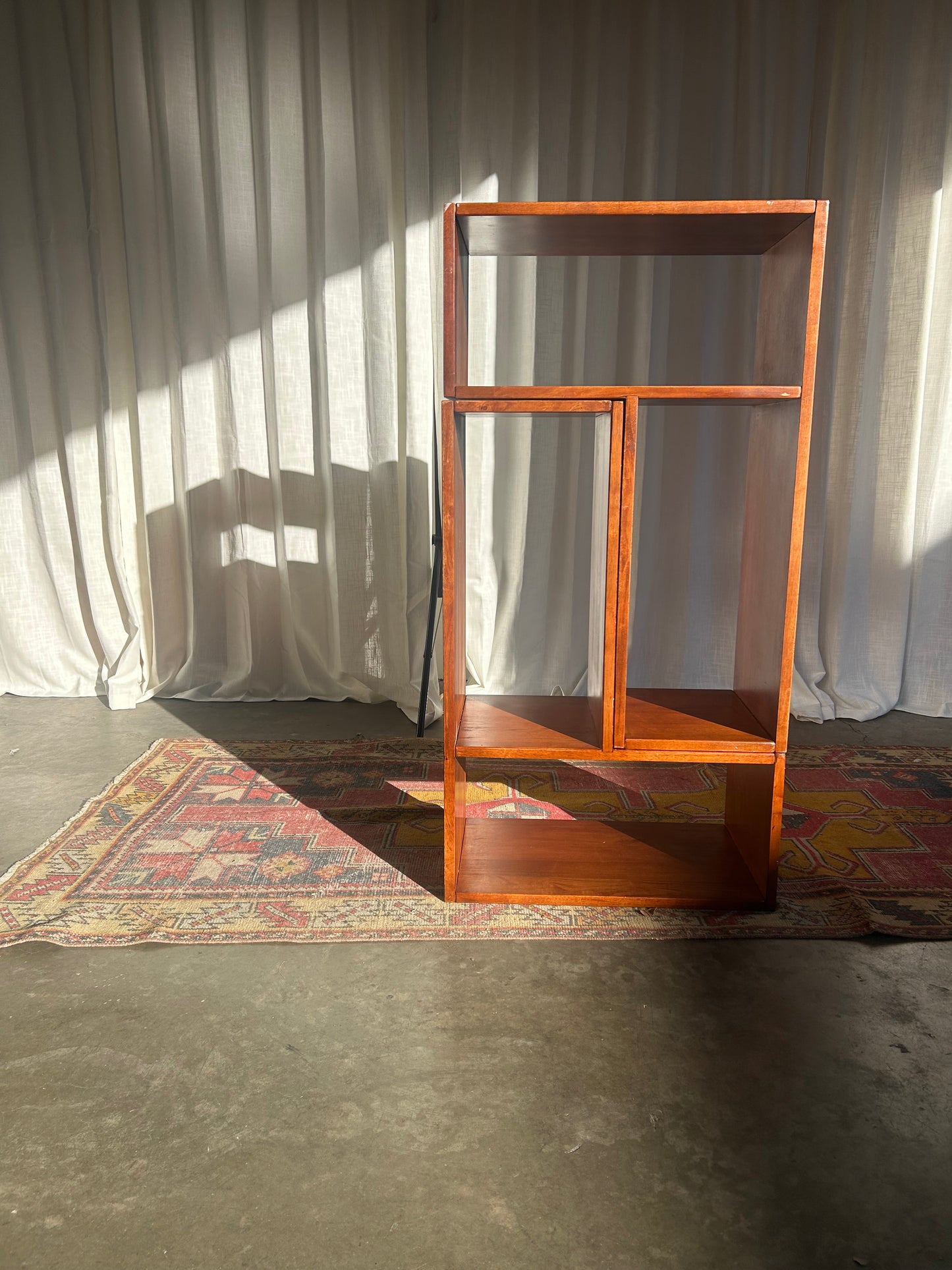 Set of 2 Modular Solid Wood Vintage Puzzle Shelves