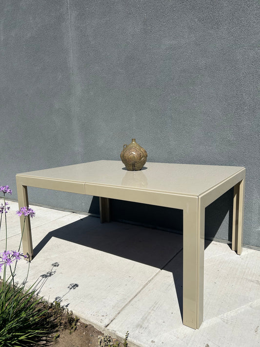 Beige Post Modern Parsons Style Lacquered Dining Table