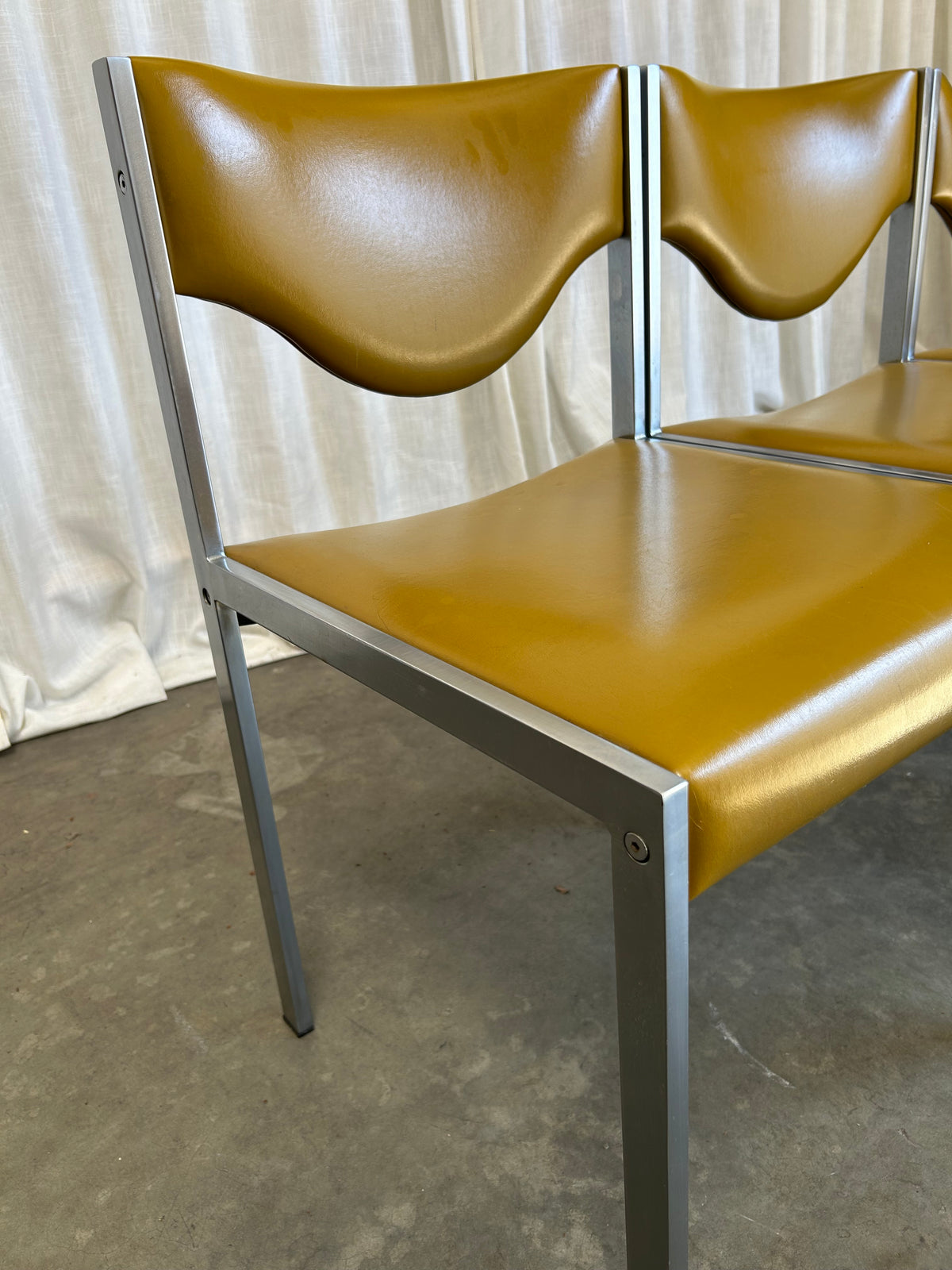 Mid-Century Modern Minimalist Dining Chairs in Ochre from Lübke, 1960s, Set of 4