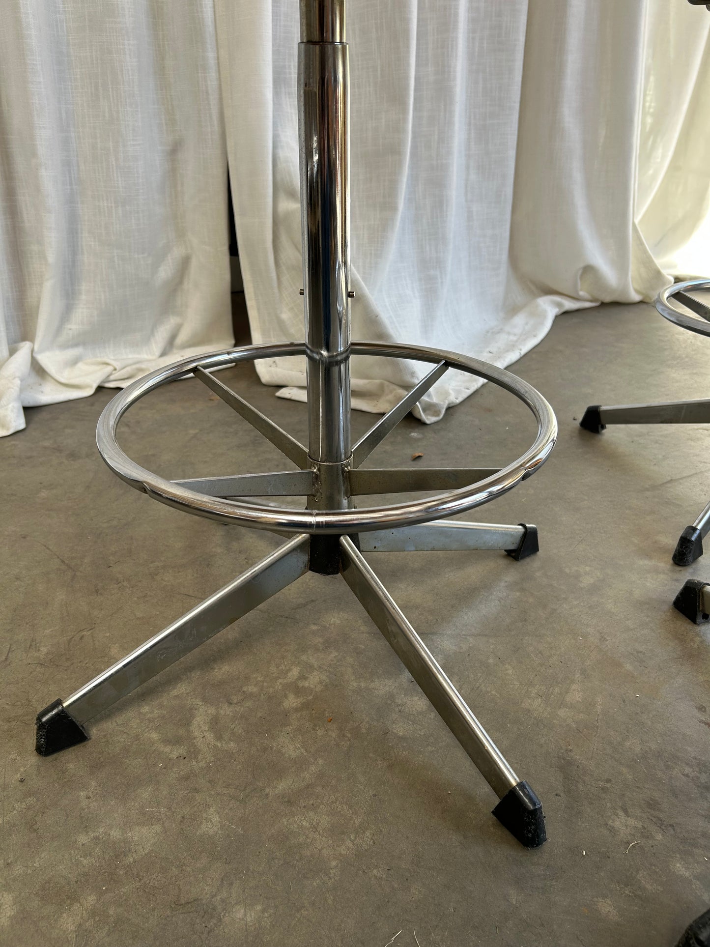 Set of 3- Chrome Modern Counter or Bar Stools Faux Leather by Cosco, Circa 1980s