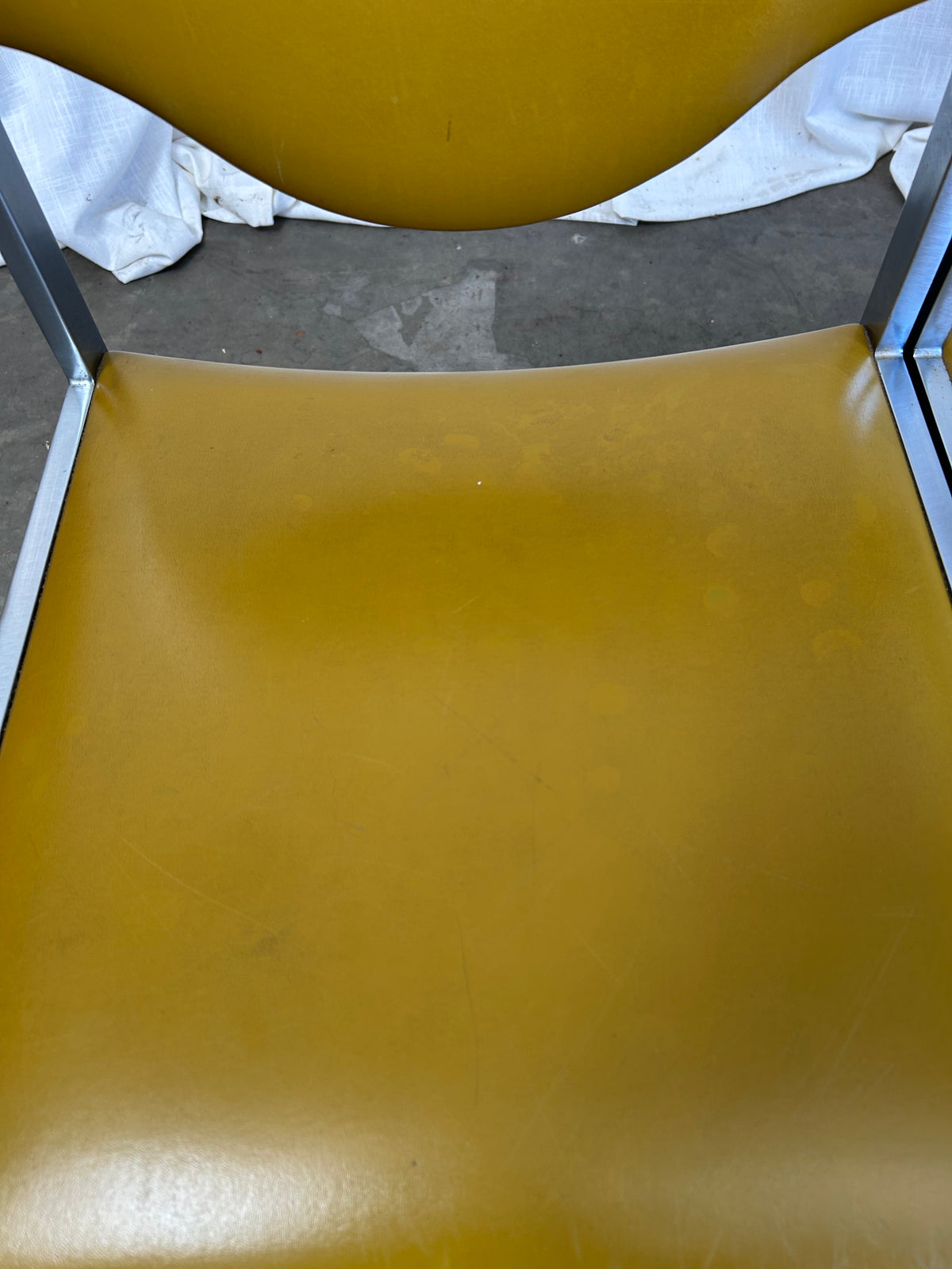 Mid-Century Modern Minimalist Dining Chairs in Ochre from Lübke, 1960s, Set of 4