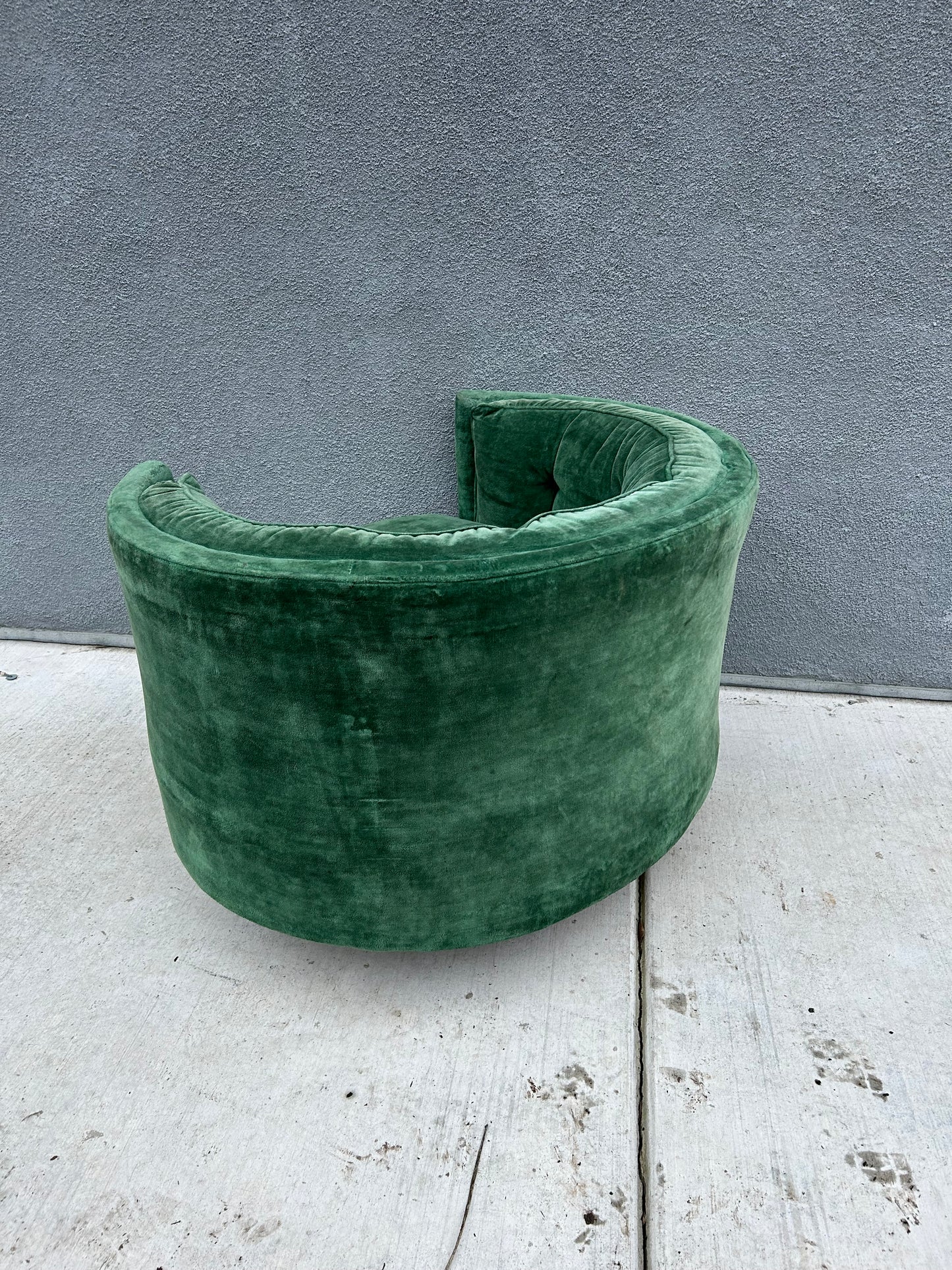 2 AVAILABLE - Emerald Velvet MCM Tub Swivel Chairs, Milo Baughman Style, Circa 1970s