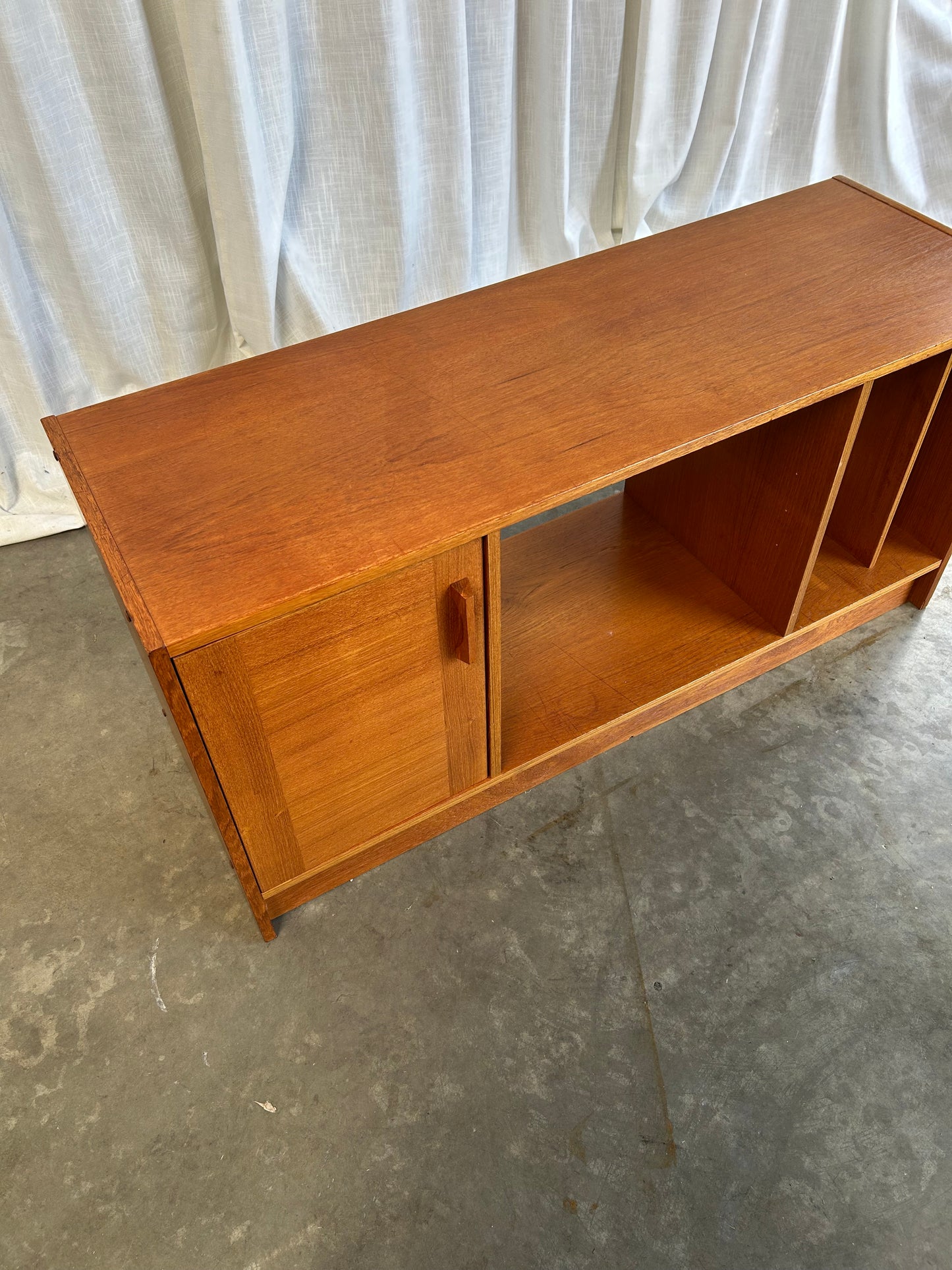 Mid-Century Teak Record Console Cabinet