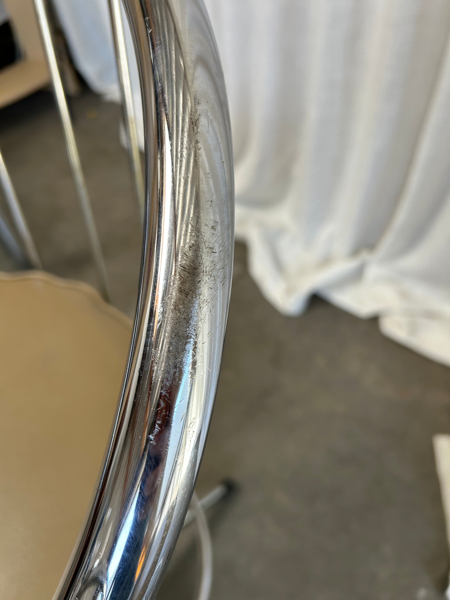 Set of 3- Chrome Modern Counter or Bar Stools Faux Leather by Cosco, Circa 1980s
