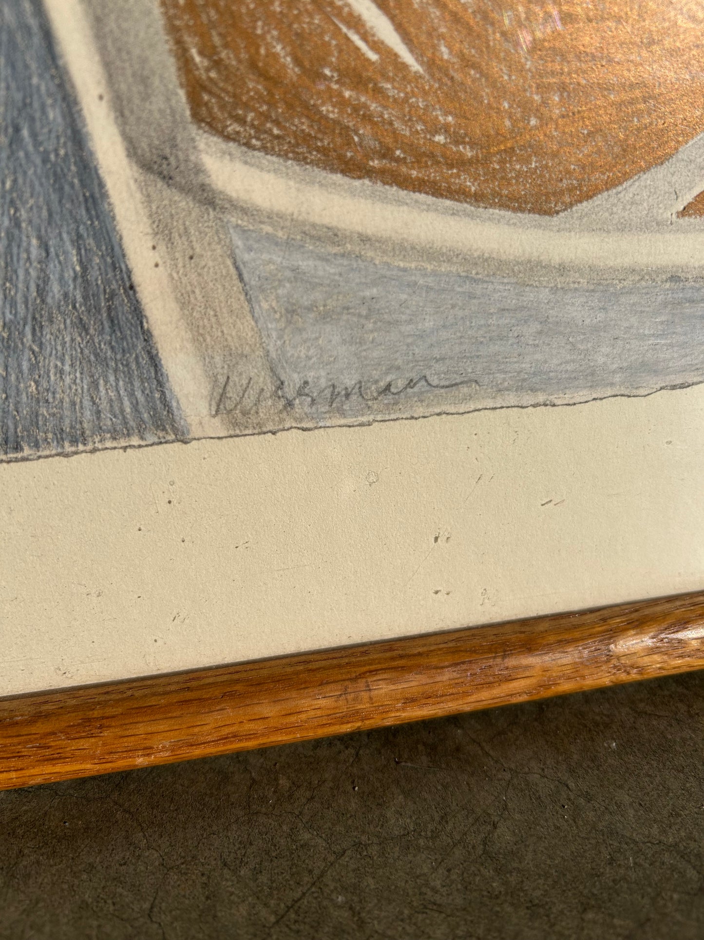 Vintage Cubist Abstract Drawing, Circa 1980s, Signed