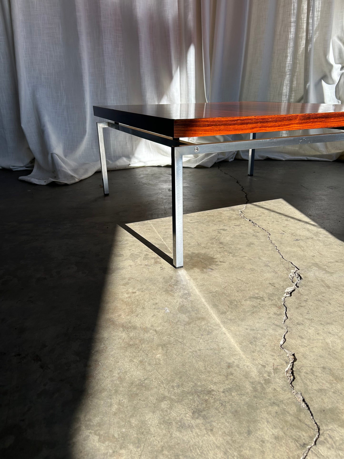 MCM Rosewood and Chrome Floating Coffee Table, Circa 1960s