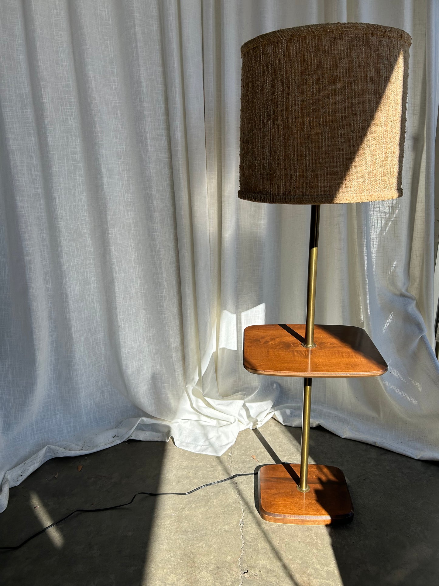 Mid Century Modern Floor Lamp w/ Side Table, Circa 1960’s