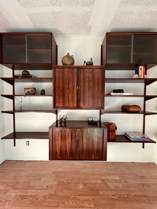 Rosewood 3 Bay Modular Wall Unit By Kai Kristiansen For Fm Møbler, Circa 1960s