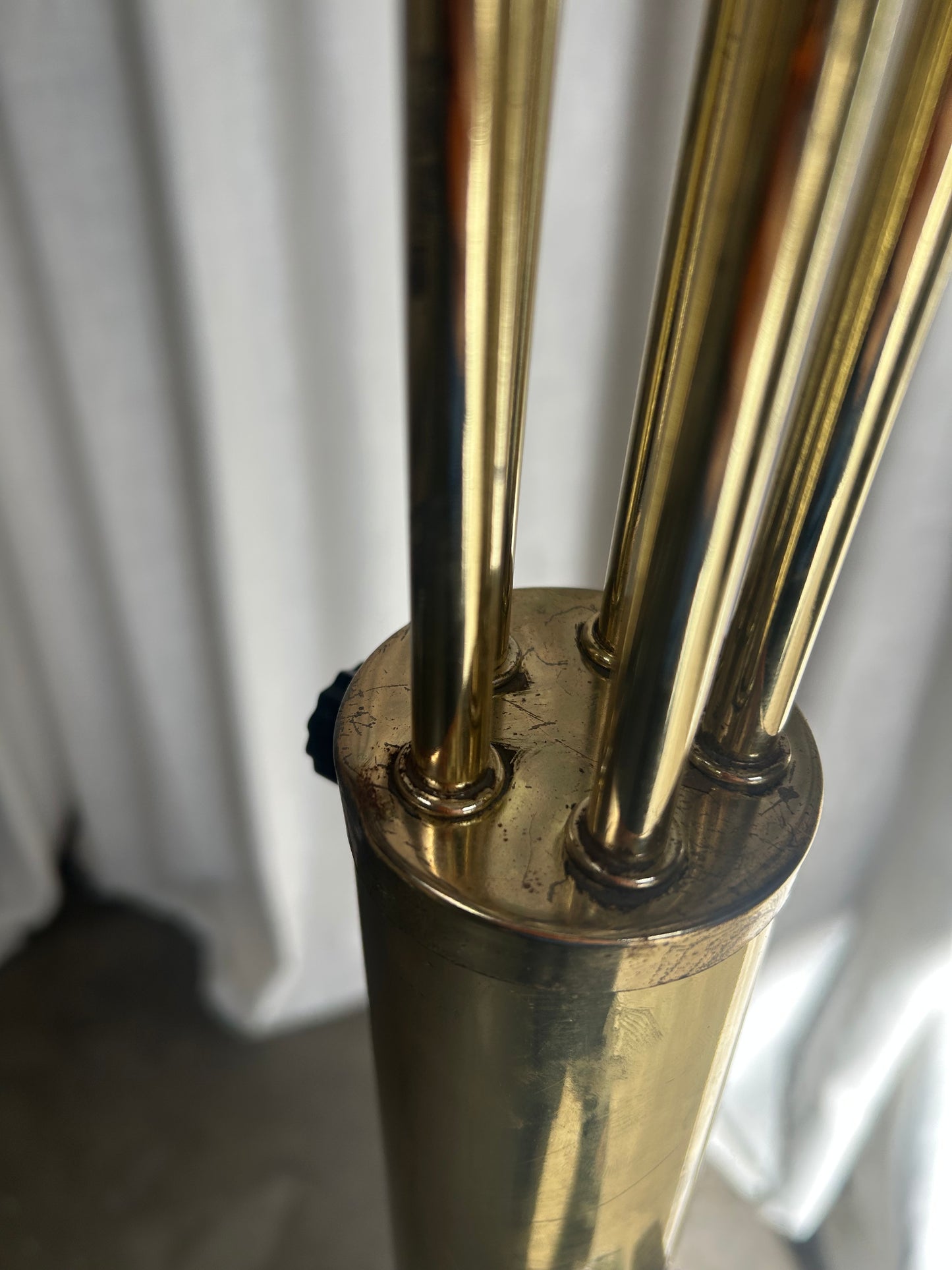 Mid Century Modern Brass 5-Arm Dimmer Spider Floor Lamp