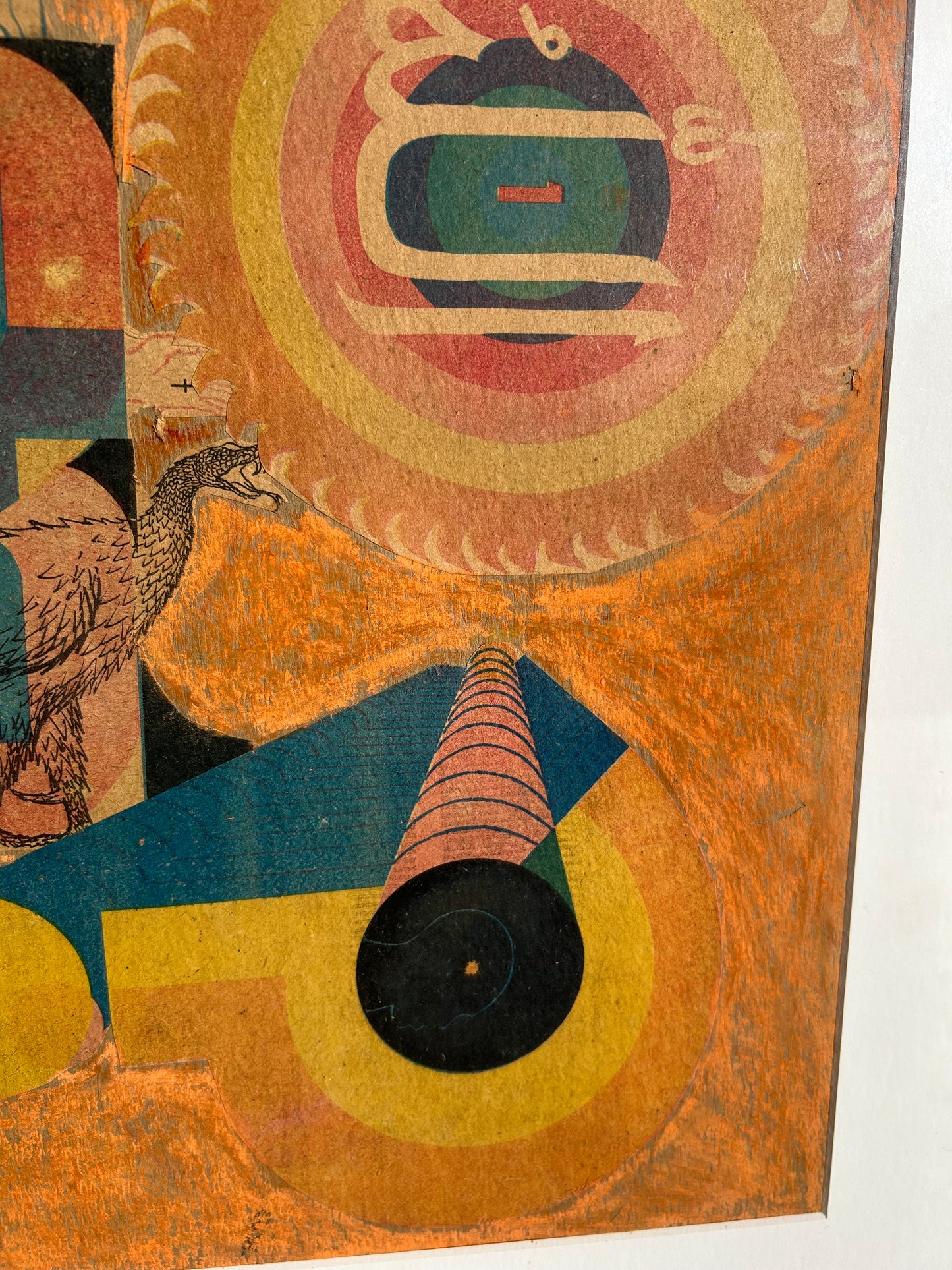 Vintage Multi-Media Abstract Collage, Circa 1970s