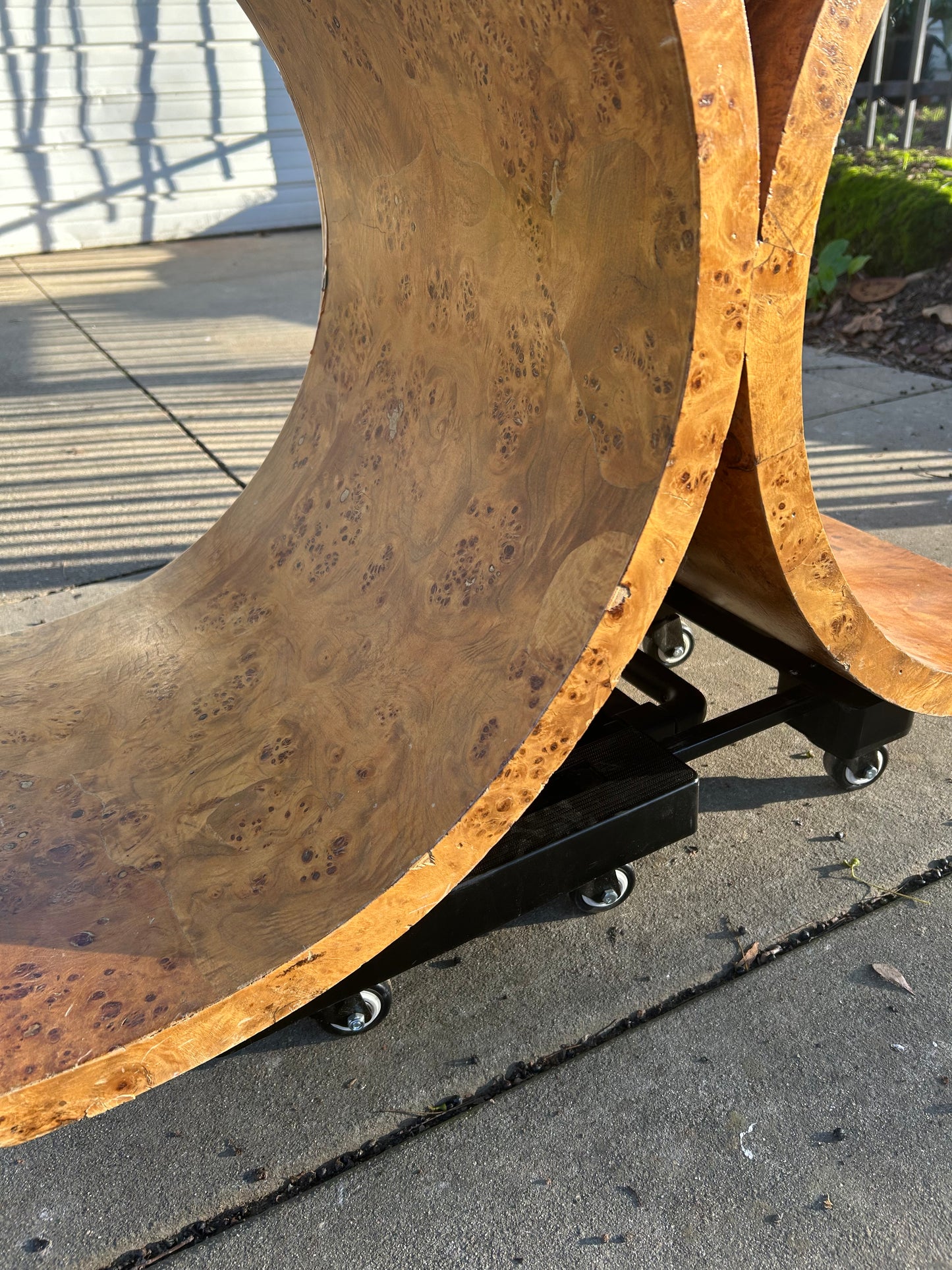 Vintage Art Deco Burl Wood Console Table