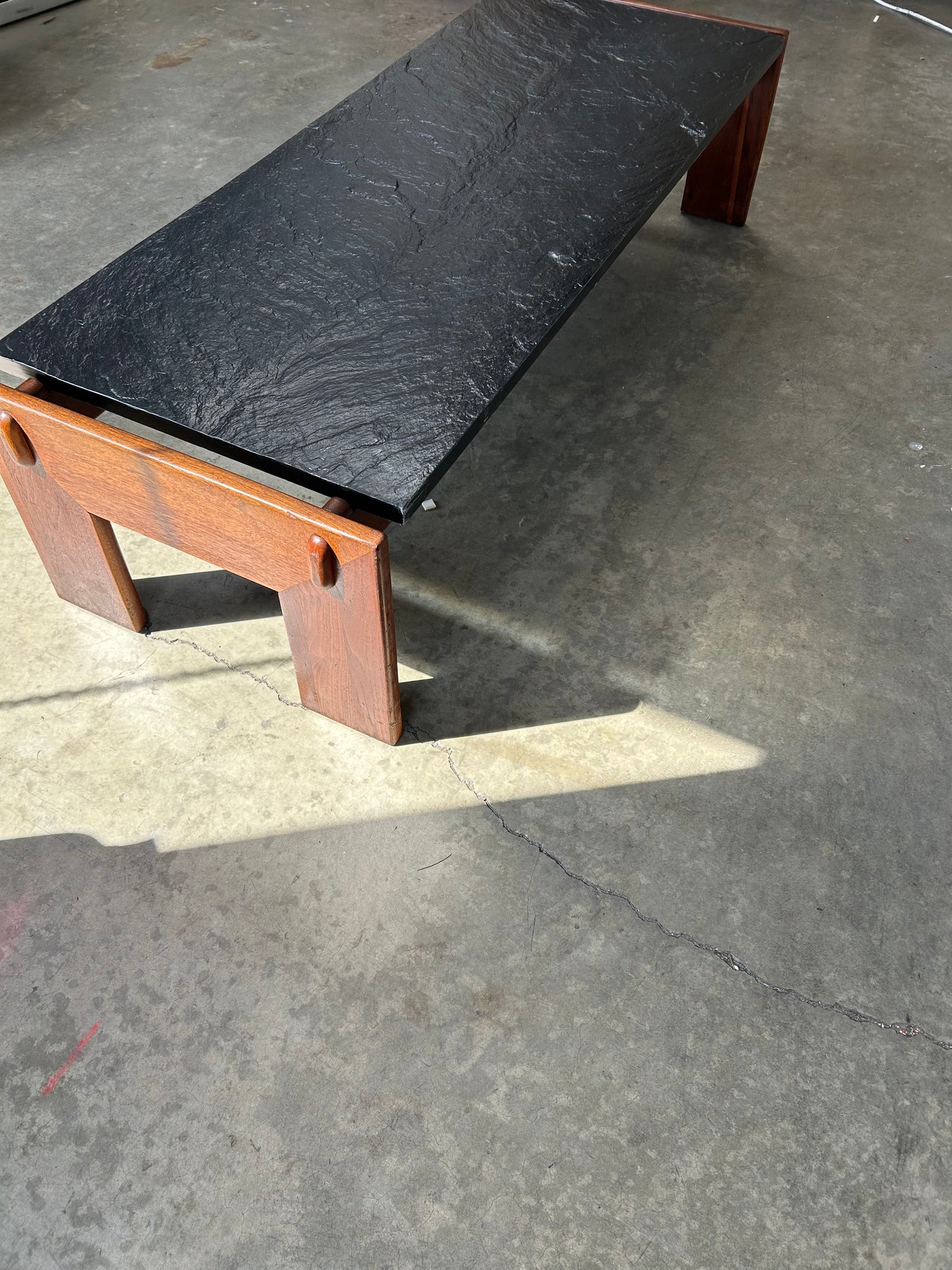 Adrian Pearsall Solid Walnut Slate Top Coffee Table, Circa 1970s