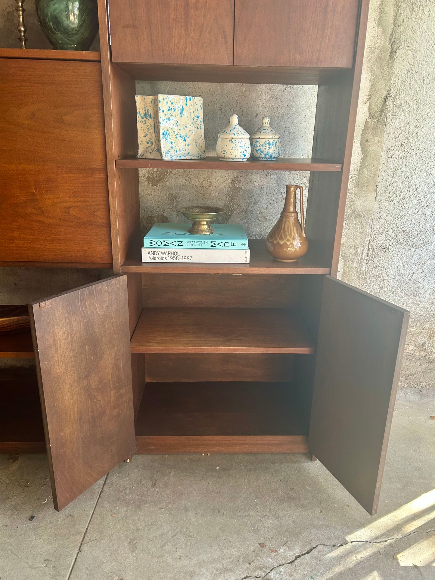 One-piece Walnut Wall Bar Unit / Room Divider