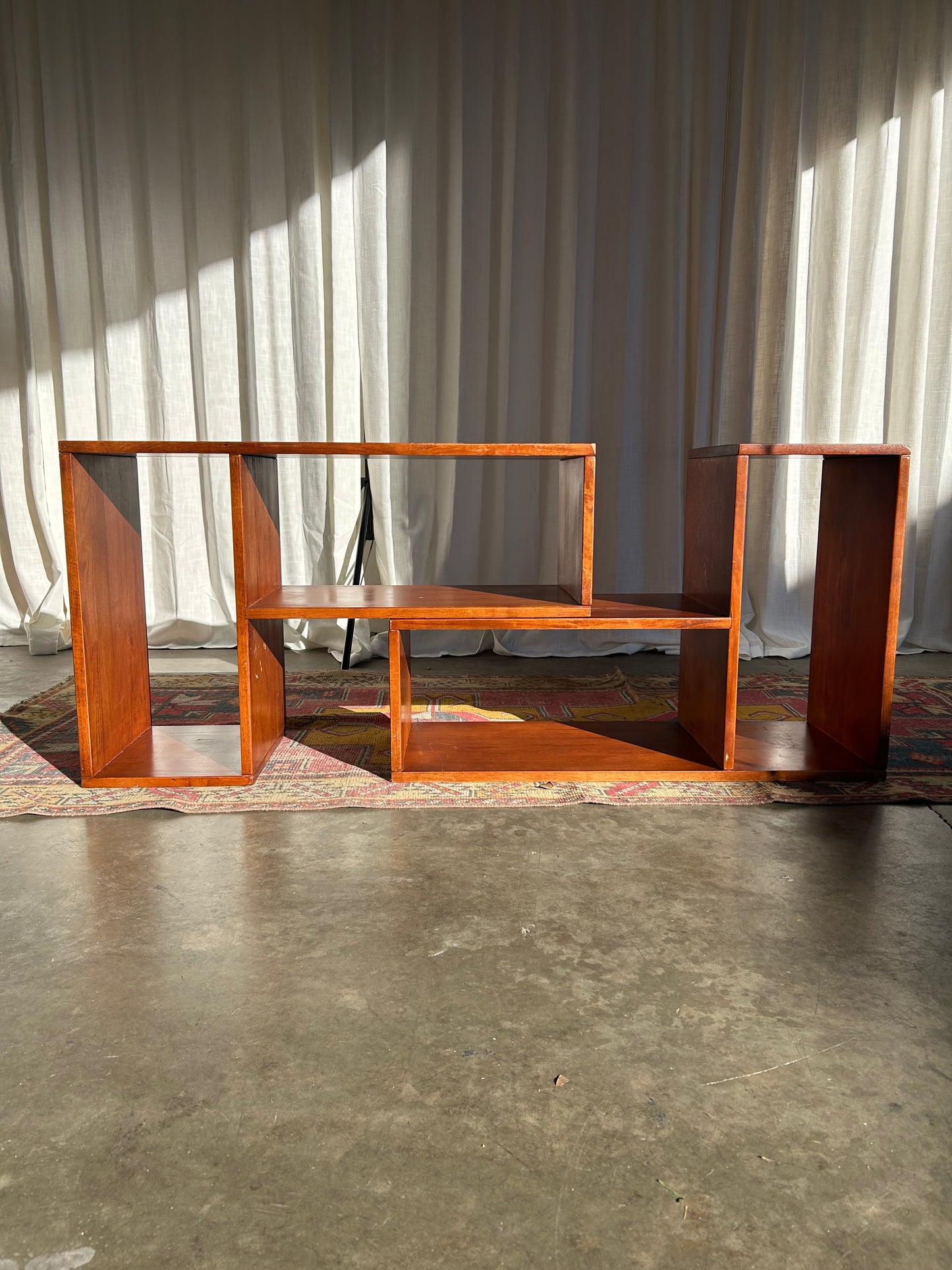 Set of 2 Modular Solid Wood Vintage Puzzle Shelves