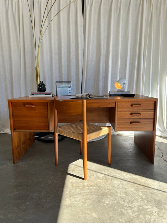 Large Danish Teak MCM Waterfall Desk and Poul Volther for Frem Rojle Chair