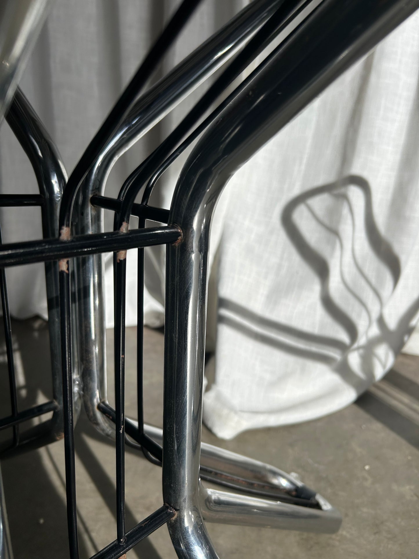 Vintage Italian MCM Chrome and Black Table Bases, in the Style of Gastone Rinaldi, Circa 1970s