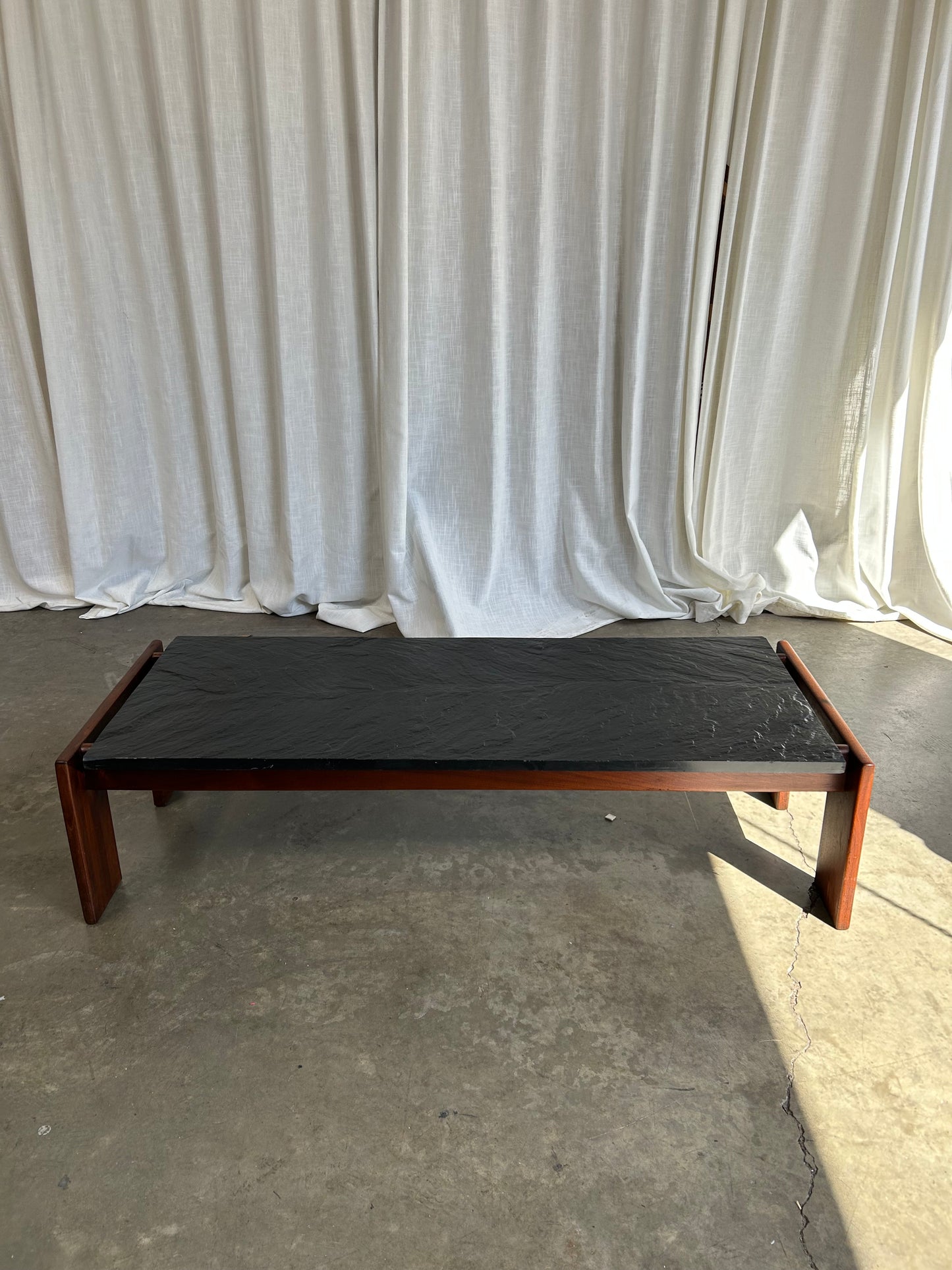 Adrian Pearsall Solid Walnut Slate Top Coffee Table, Circa 1970s