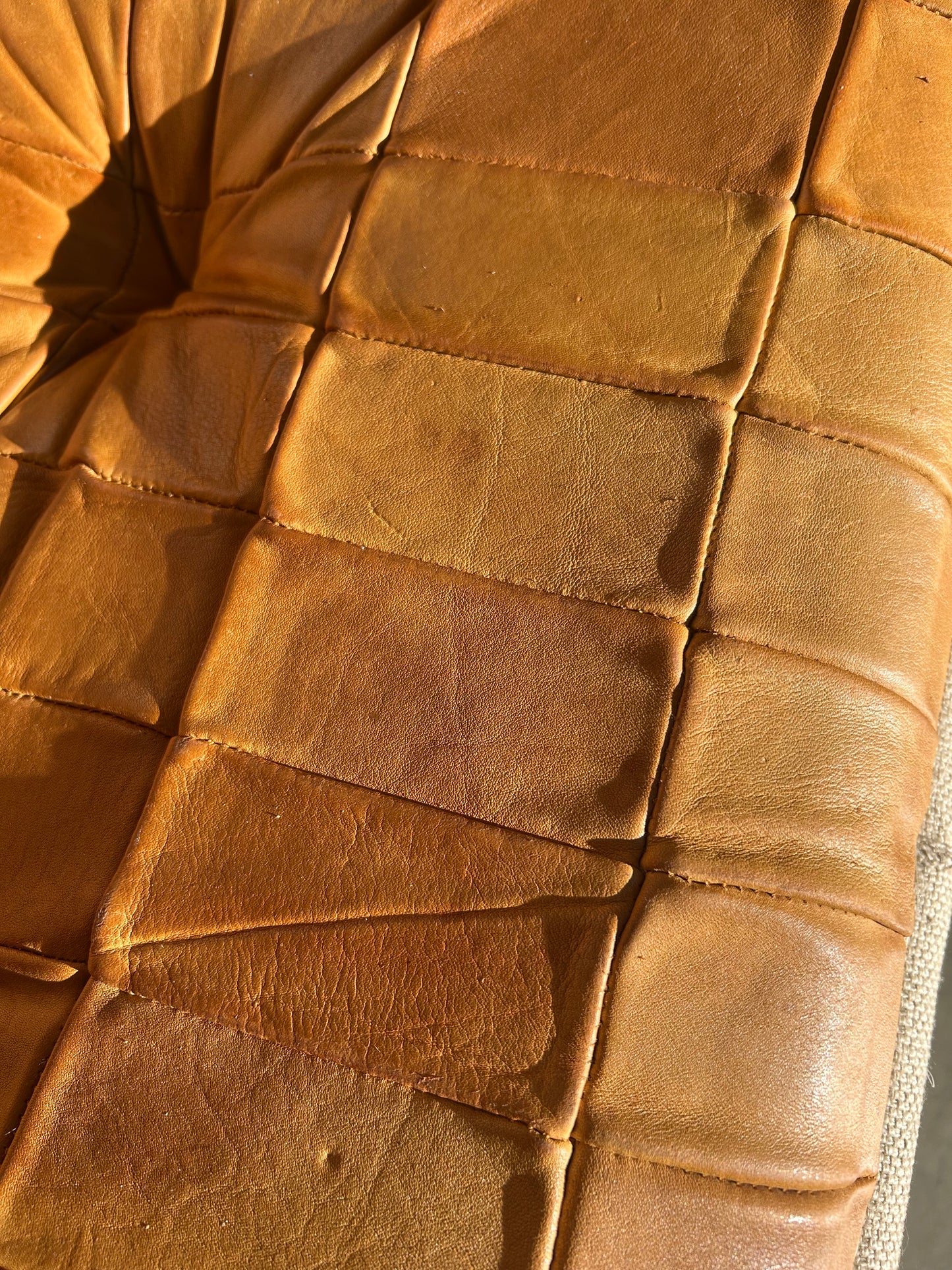 Danish Vintage Style Quilted Leather Swivel Armchair