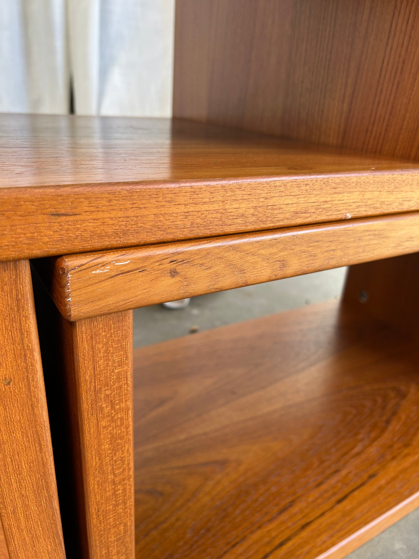 Vintage Teak Modern 2 Piece Modular Low Bookcase Console