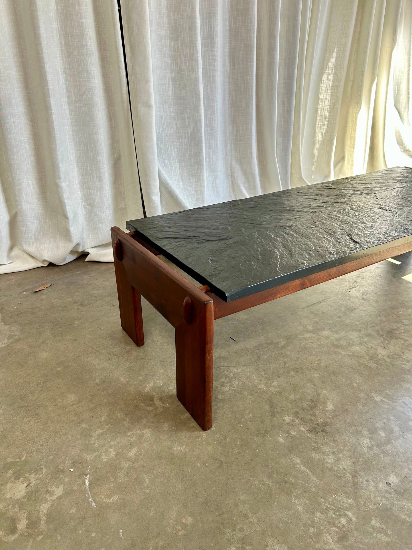 Adrian Pearsall Solid Walnut Slate Top Coffee Table, Circa 1970s