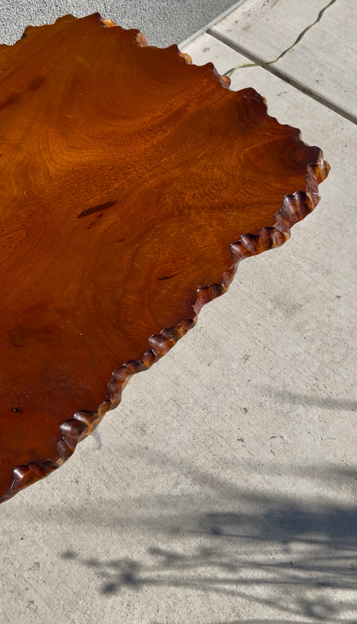 Hand Carved Redwood Pedestal Coffee Table, Circa 1960s