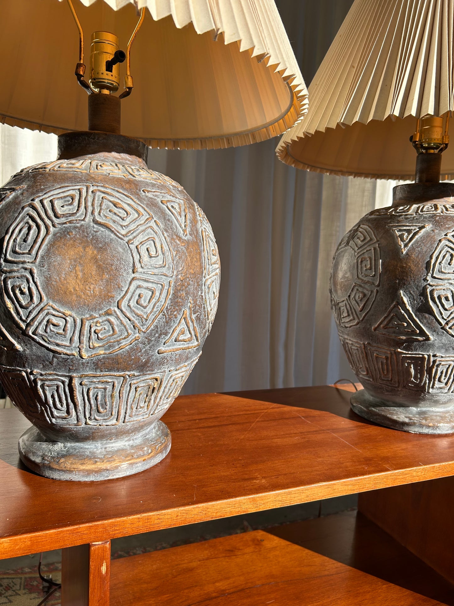 2 Postmodern Ceramic Table Lamps by S+M IND, Circa 1986