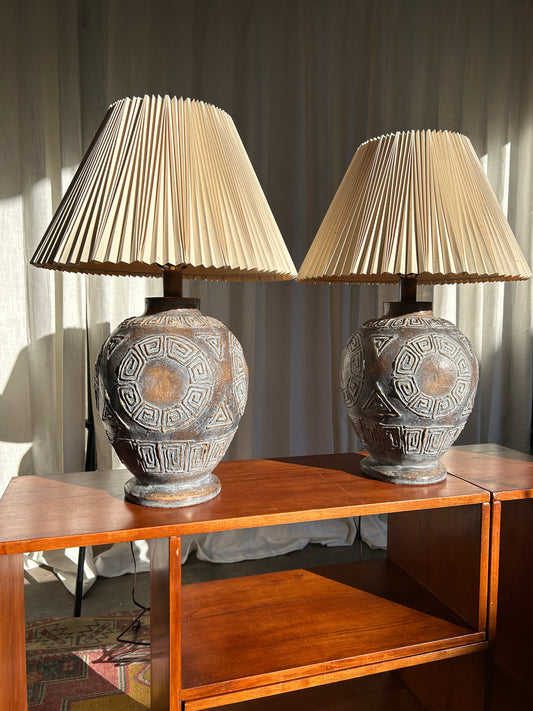 2 Postmodern Ceramic Table Lamps by S+M IND, Circa 1986