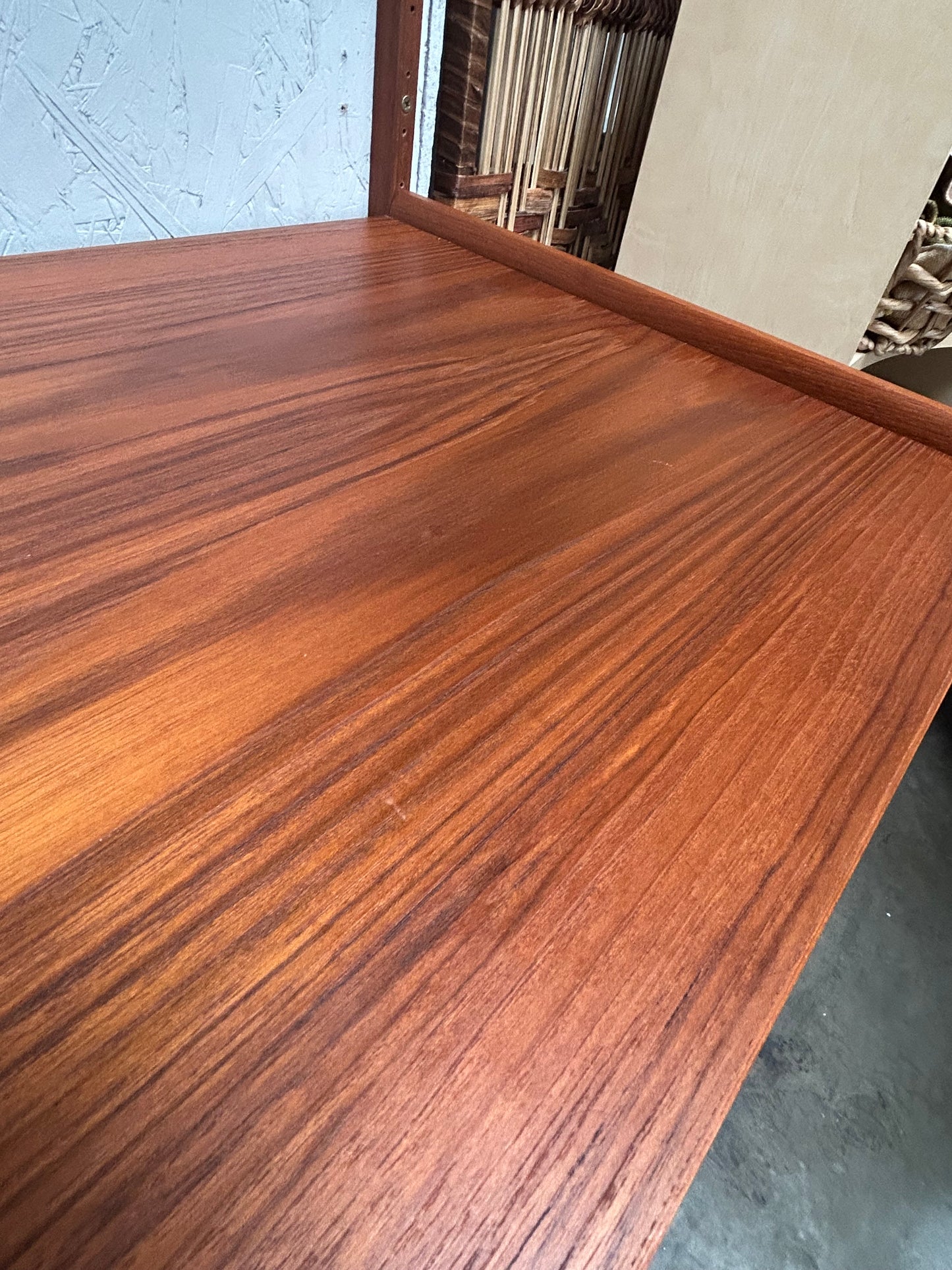 2-3 Bay Pega Teak Modular Wall Unit by Juul Christensen, Imported by Scandiline, Circa 1970s