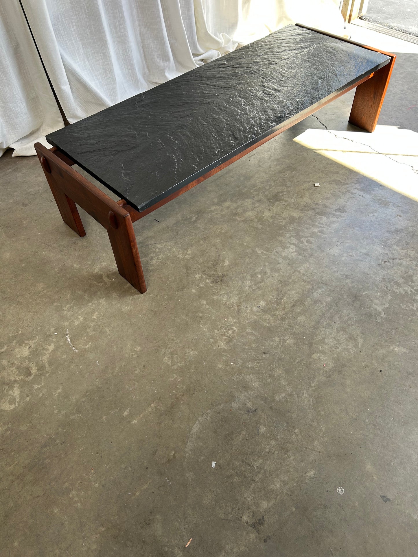 Adrian Pearsall Solid Walnut Slate Top Coffee Table, Circa 1970s