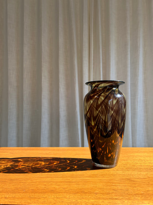 Vintage Italian Swirled Tortoise Art Glass Vase