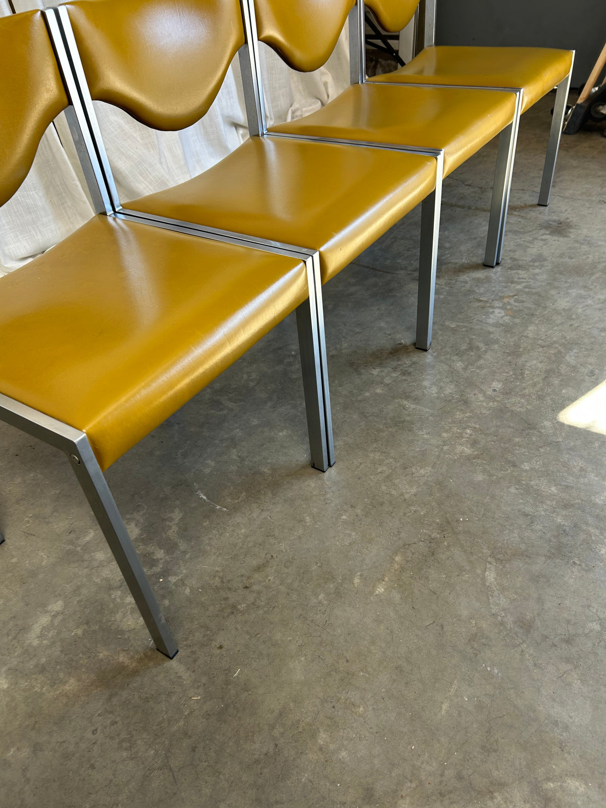 Mid-Century Modern Minimalist Dining Chairs in Ochre from Lübke, 1960s, Set of 4