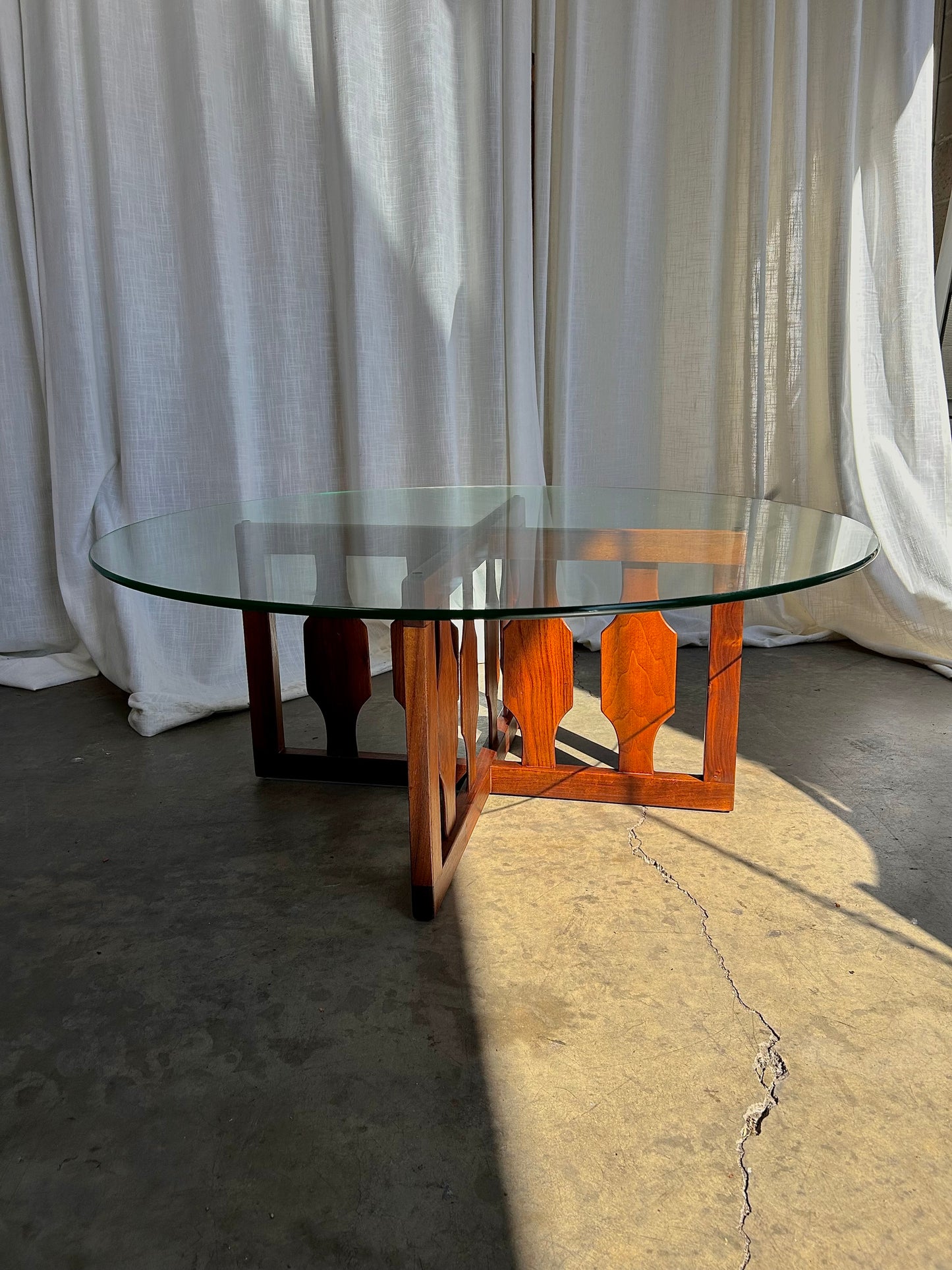 Adrian Pearsall for Craft Associates Mid Century Walnut Round Coffee Table, Circa 1960s
