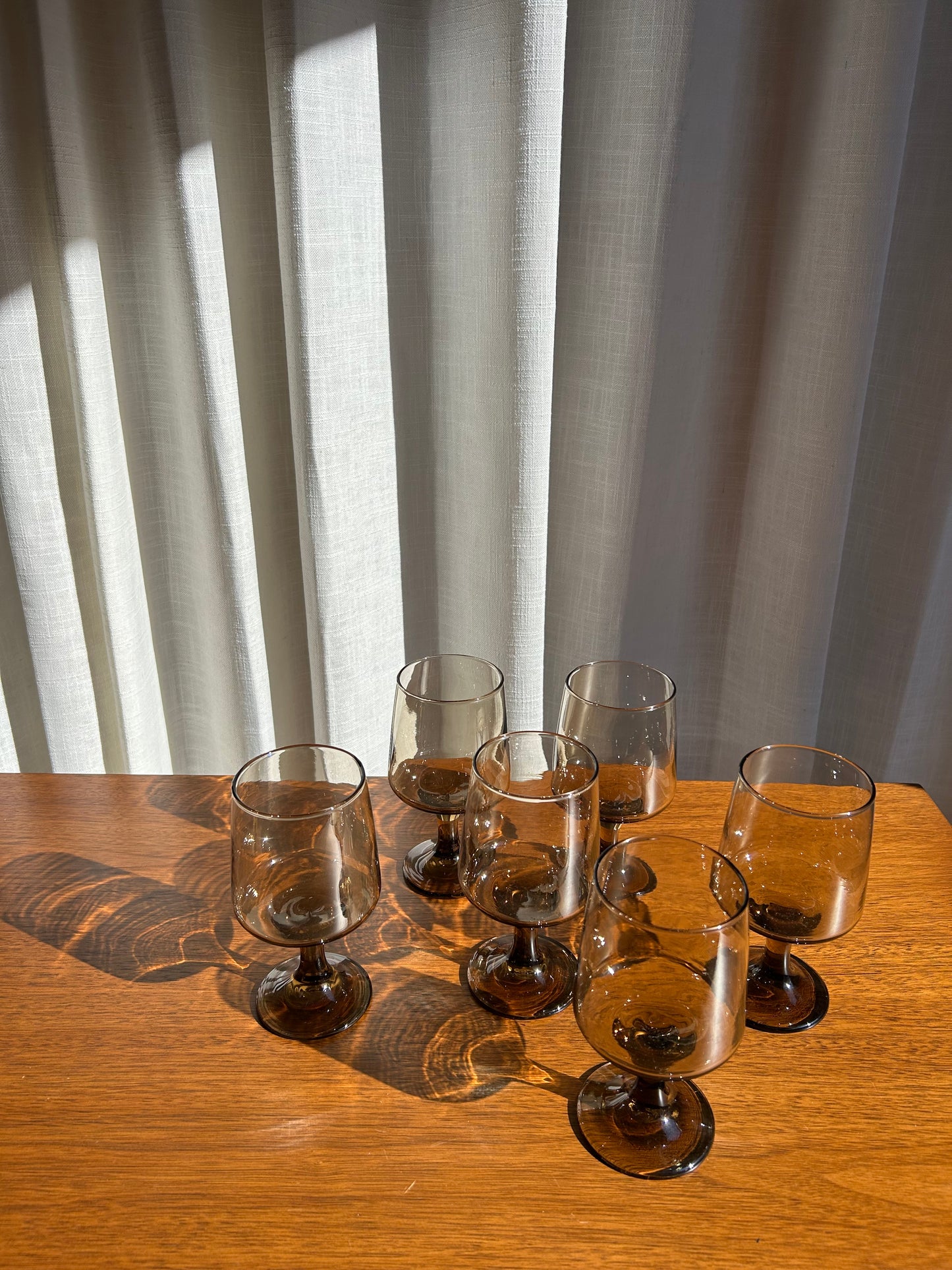 (6) Libbey Brown Wine Glasses