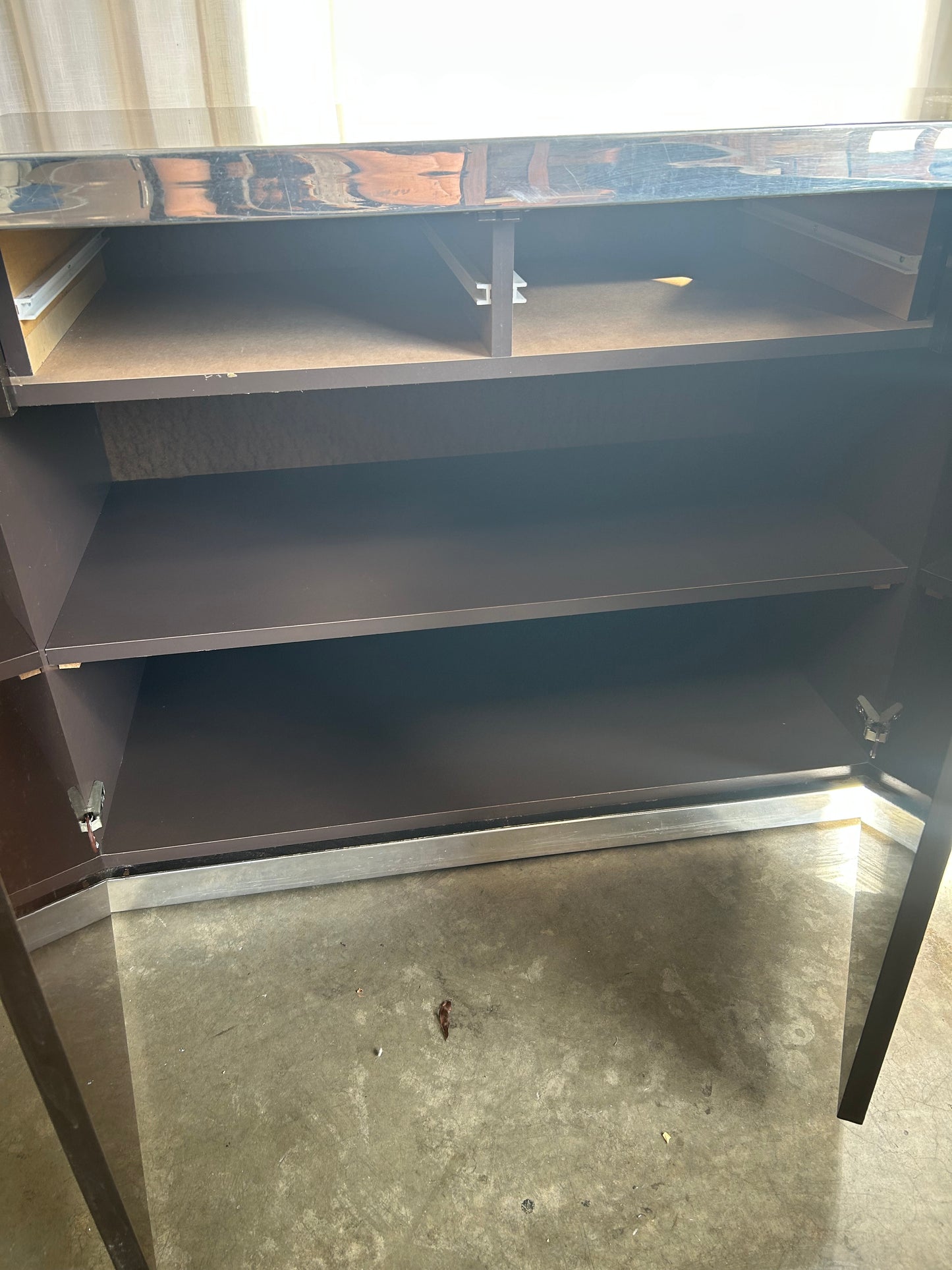 Chocolate Lacquer & Chrome Pierre Cardin Credenza, Circa 1970s