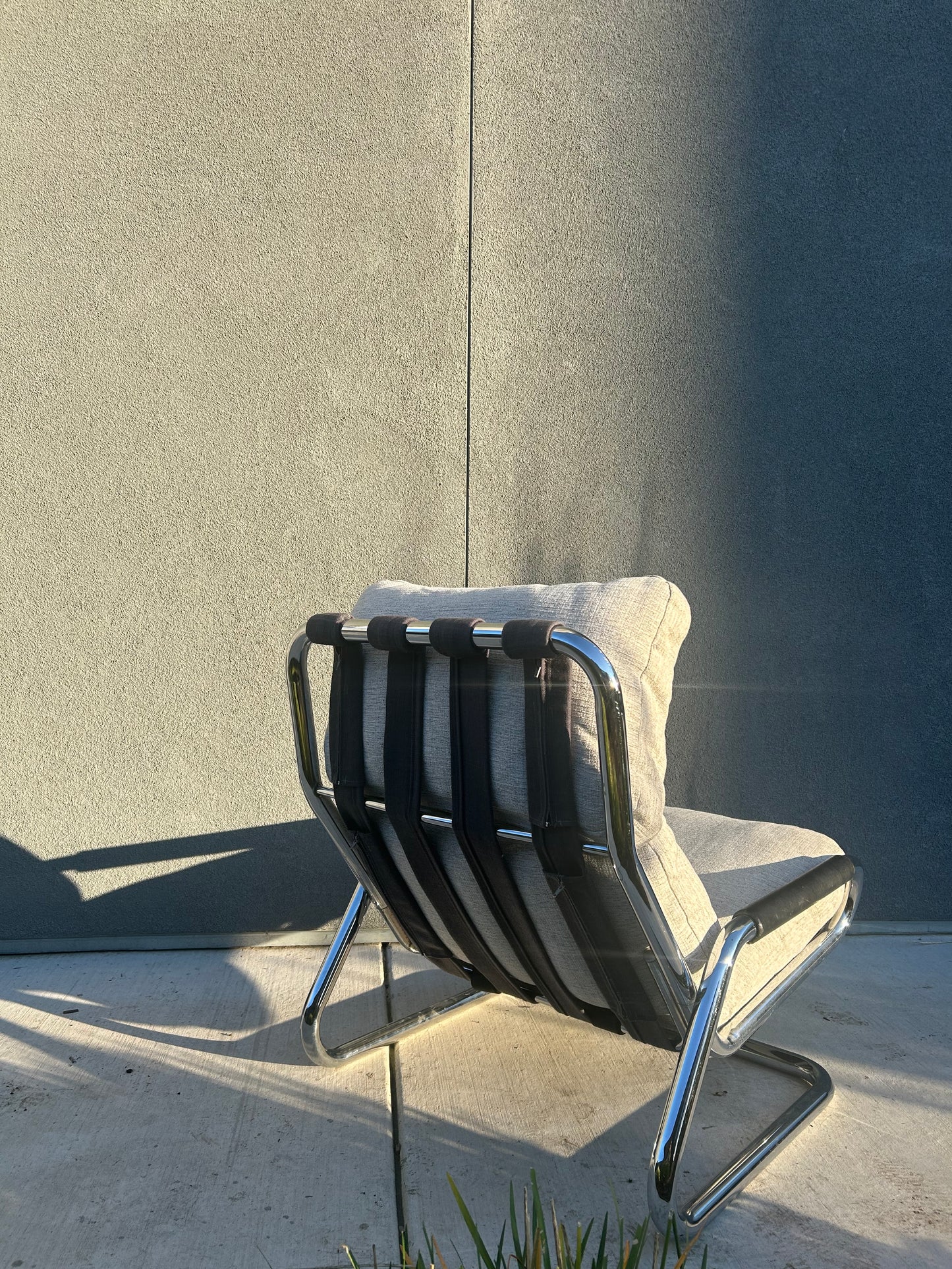 Mid Century Chrome Cantilever Lounge Chair, Circa 1970s