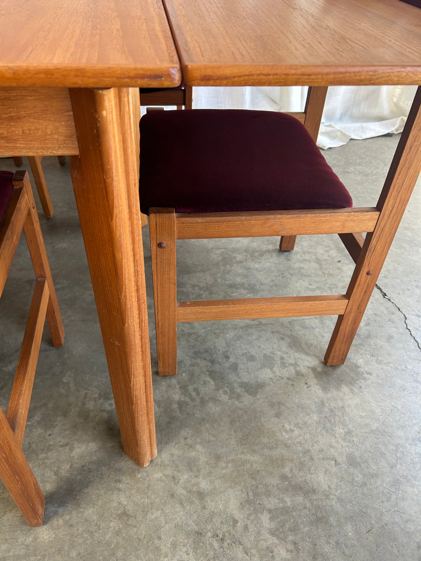 Danish Teak Expandable Square Dining Table w/ 2 draw leaves, Circa 1980s