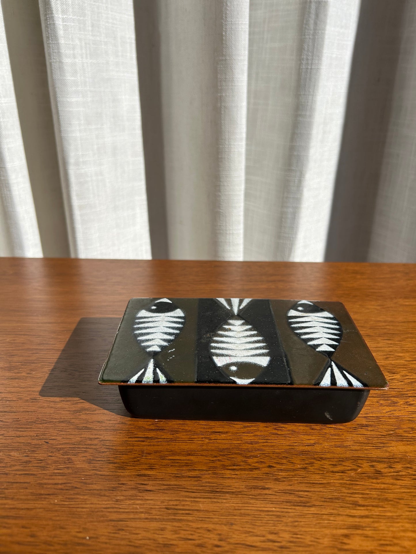 Small MCM Metal Trinket Fish Dish with Lid