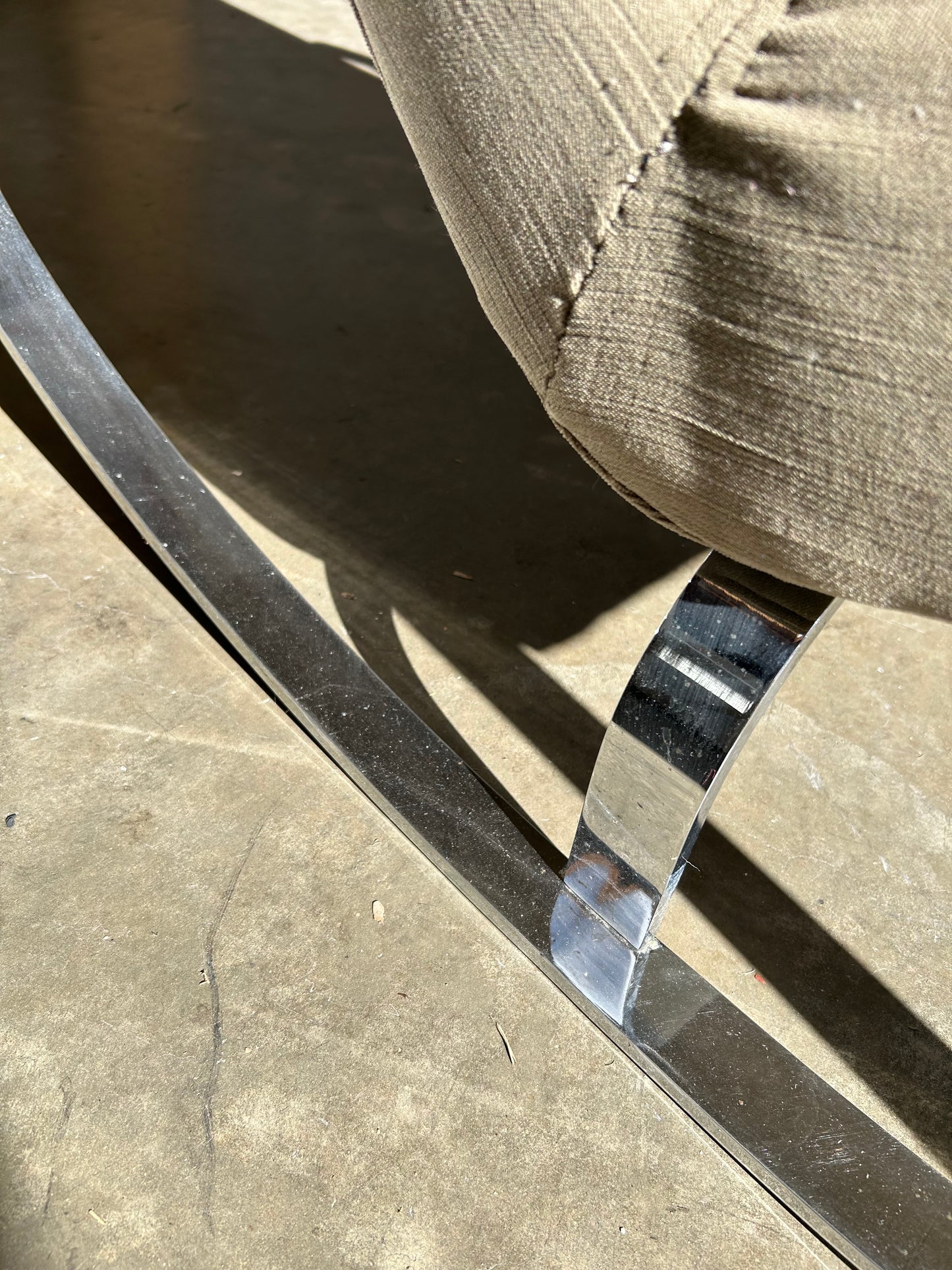 Mid Century Modern Guido Faleschini Chrome and Velvet Rocking Chair, Circa 1960s