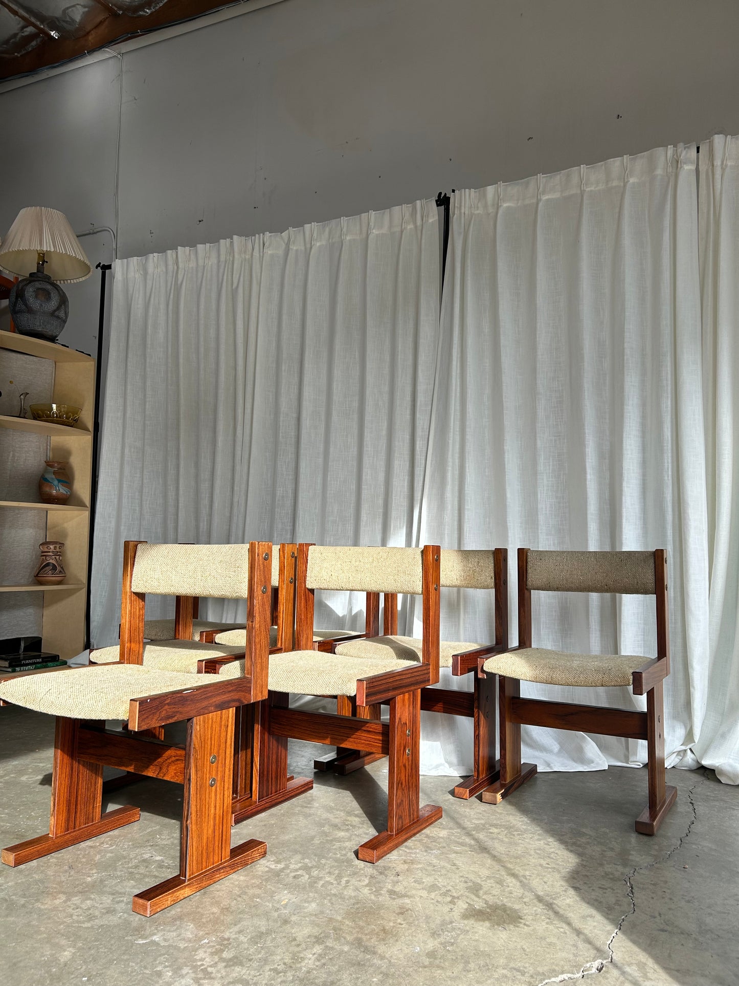MCM Rosewood Ox Art Dining Table and 7 Chairs, Circa 1970s, Designed by Poul H Poulsen for Gangsø Mobler