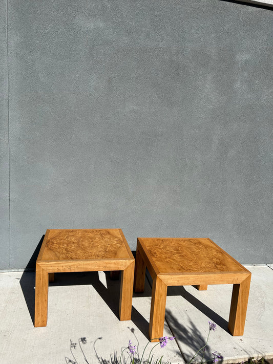 Vintage Mappa Burl and Oak Parsons Tables - Set of 2