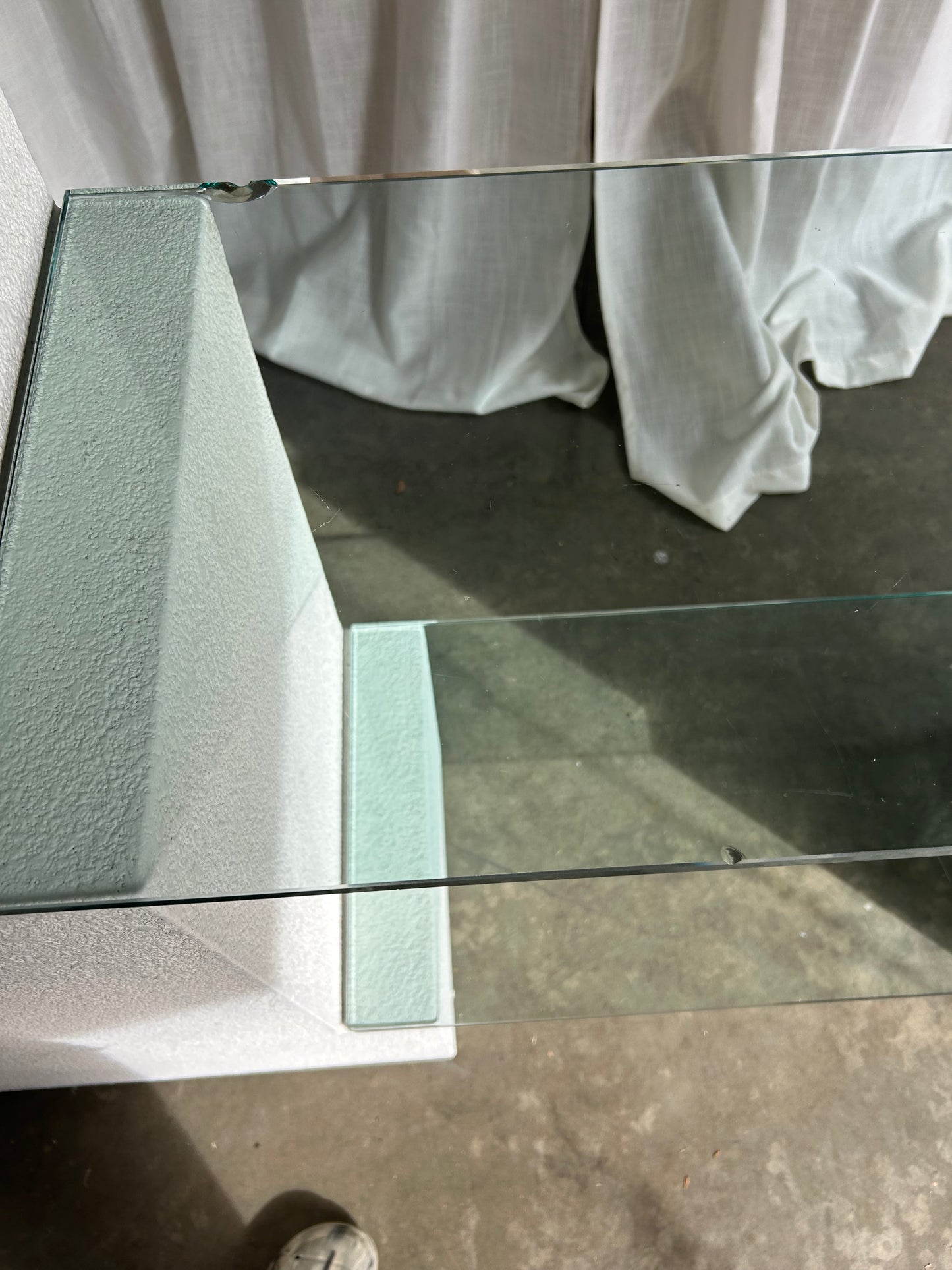 Postmodern Plaster and Glass Stair Shelf Unit, Circa 1980s