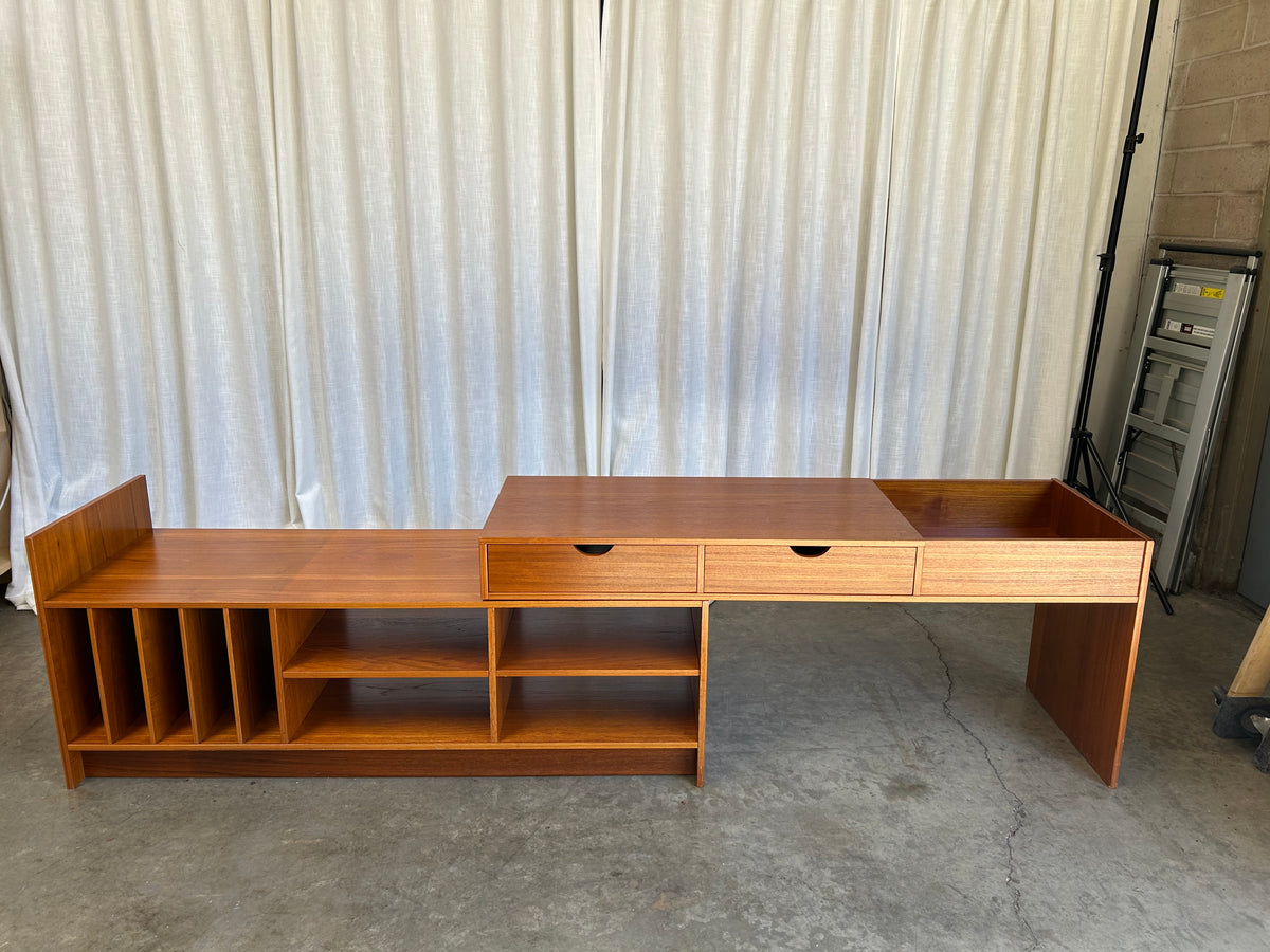 Danish Style Teak Modular Media Record Console Desk