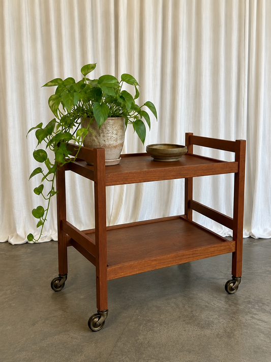 Teak Side Table Beverage Cart on Castors, Circa 1970s