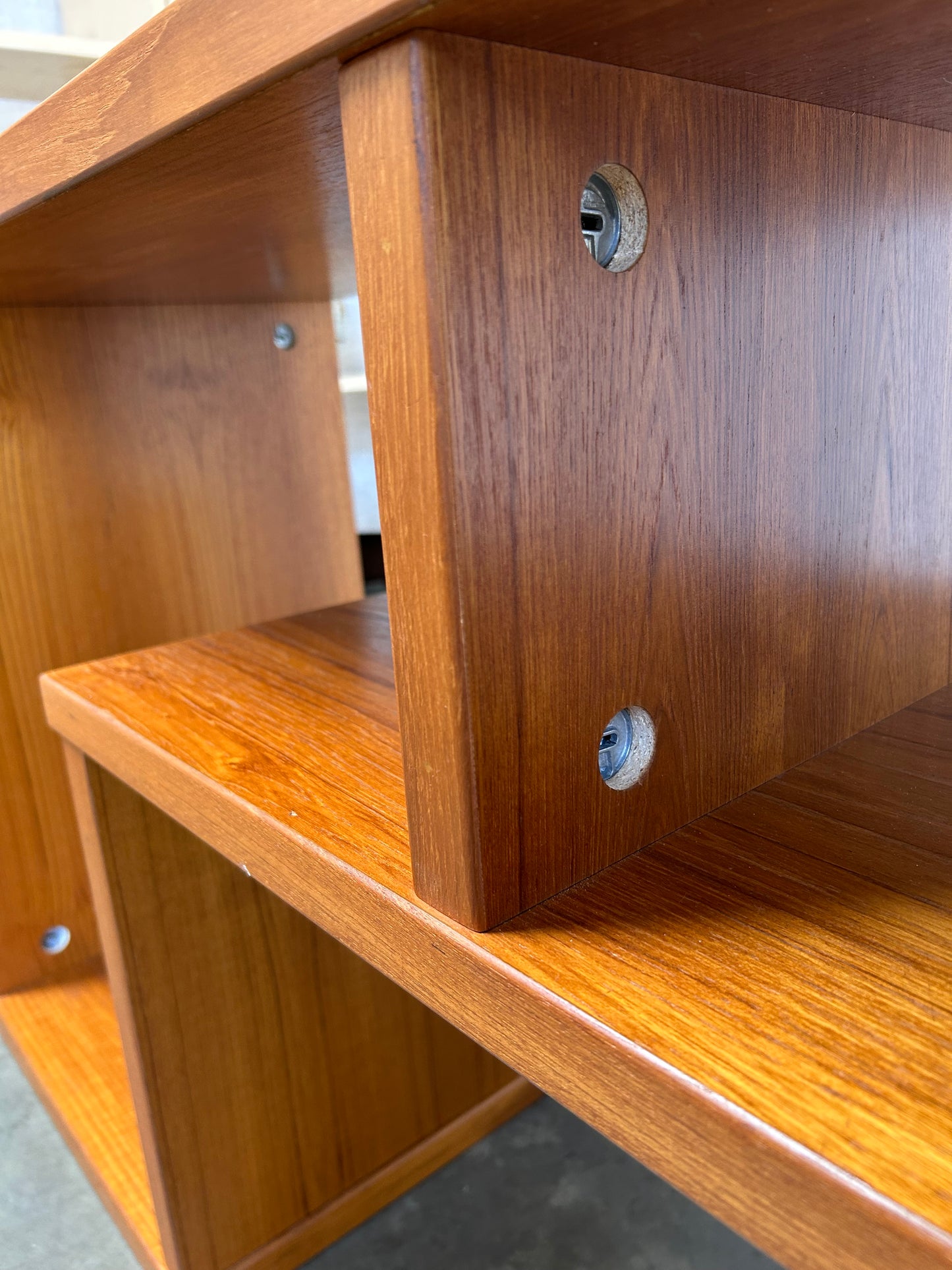 Vintage Teak Modern 2 Piece Modular Low Bookcase Console